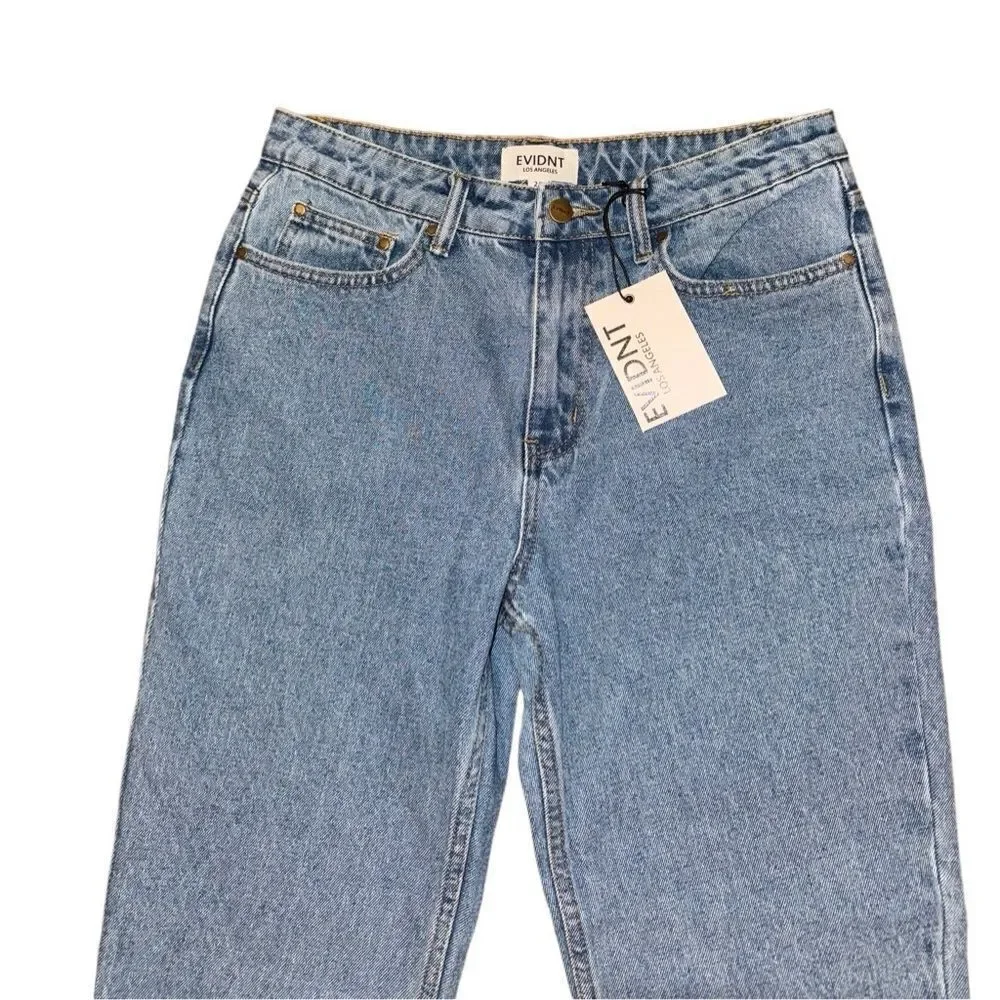 NWT Anthropologie Evidnt Women's Essen Relaxed Fit Raw Hem Blue Jeans Size 28